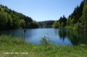 Blick vom Ufer über die Genkeltalsperre